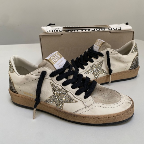 Golden Goose Ball Star Sneaker Leather/Seedpearl/Platinum Glitter 38 New in Box - Picture 7 of 12